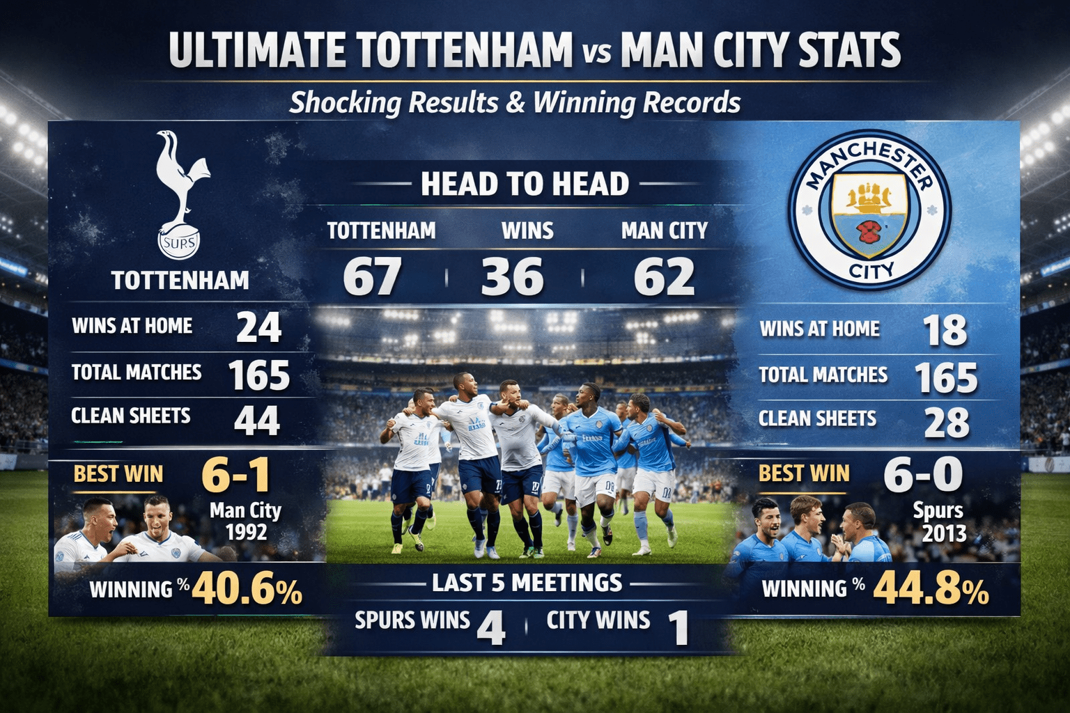 Ultimate Tottenham vs Man City Stats